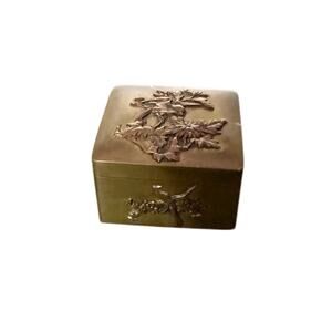 Antique Miniature Brass Bronze Jewelry Trinket Pill Box 1.75" Japanese